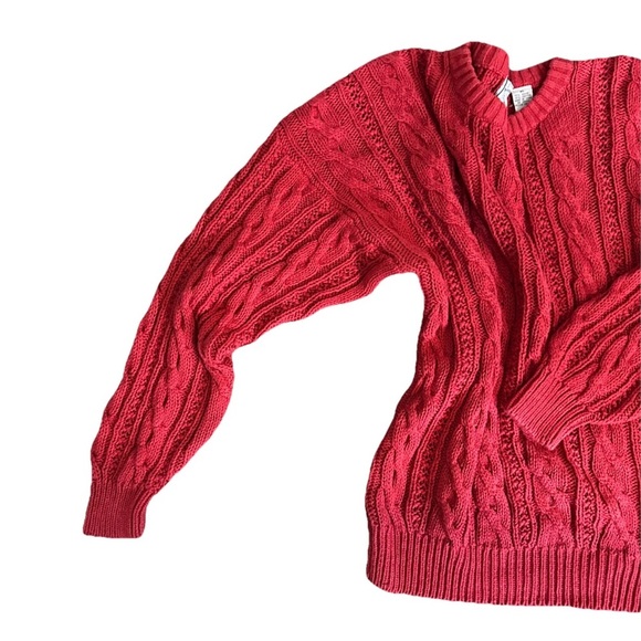 Vintage American Eagle Sweater Women Extra Large Red Cable Knit Pullover - Picture 3 of 8